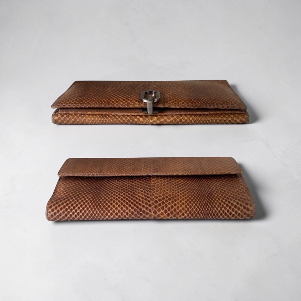 Vintage Gucci Python Leather Continental Wallet G Clasp Italy - Picture 4 of 6